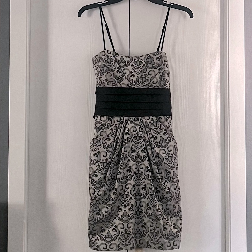 Black and Silver Sheath Dress with Pockets